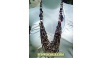 Glass Beads, Pearls and Shells Necklaces Layered